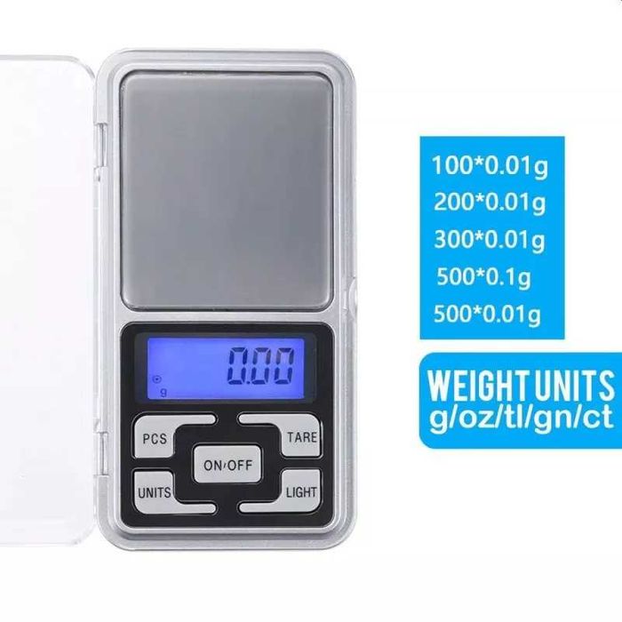 Mini cantar digital 500g  OZ, CT, TL, GN, TARA, ecran iluminat LED
