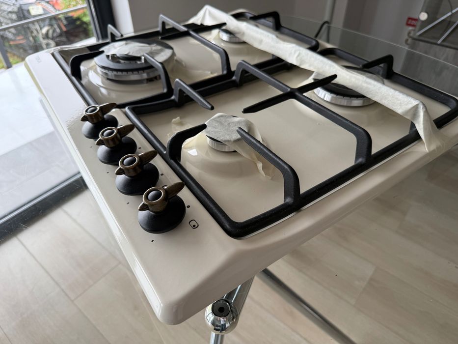Plita incorporabila pe gaz Teka EH 60 4G AI AL TR CI, 4 arzatoare, Culoare Crem/Bej (Bright Cream), Retro, Noua nefolosita