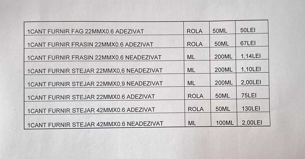 Furnir cant masiv stejar