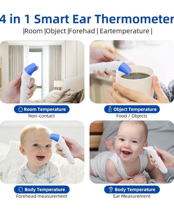 Дигитален термометър 2 в 1 – безконтактен, за чело и ухо