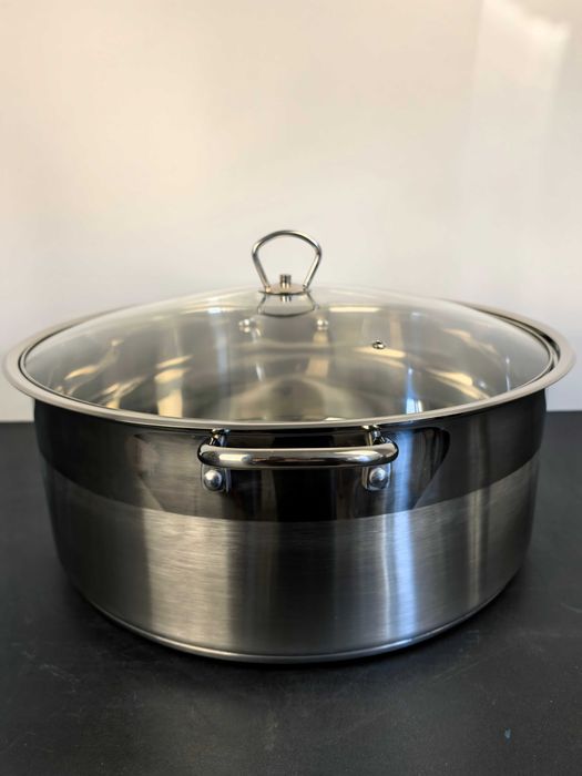 Cratita inox 40x16 cm 20 litri cu capac sticla 340 lei