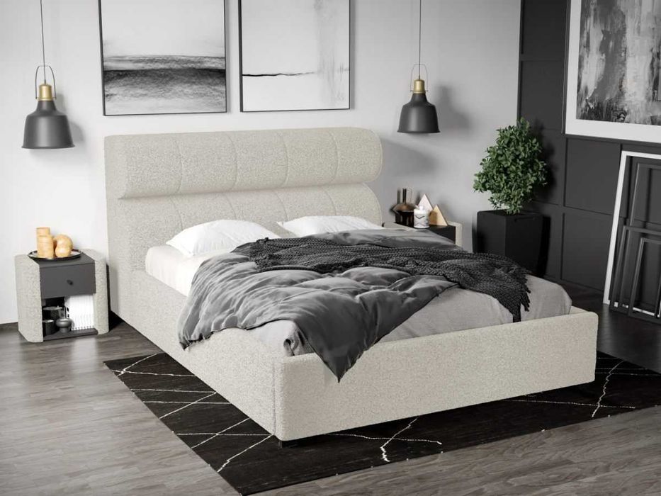 Pat Tapitat Galileo Alb Coral 15 somiera rabatabila + lada depozitare