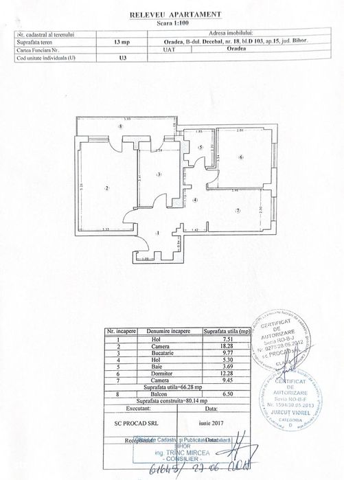 Apartament cu 3 camere, tip D, etaj 4/6 (lift nou), Bulevardul Decebal