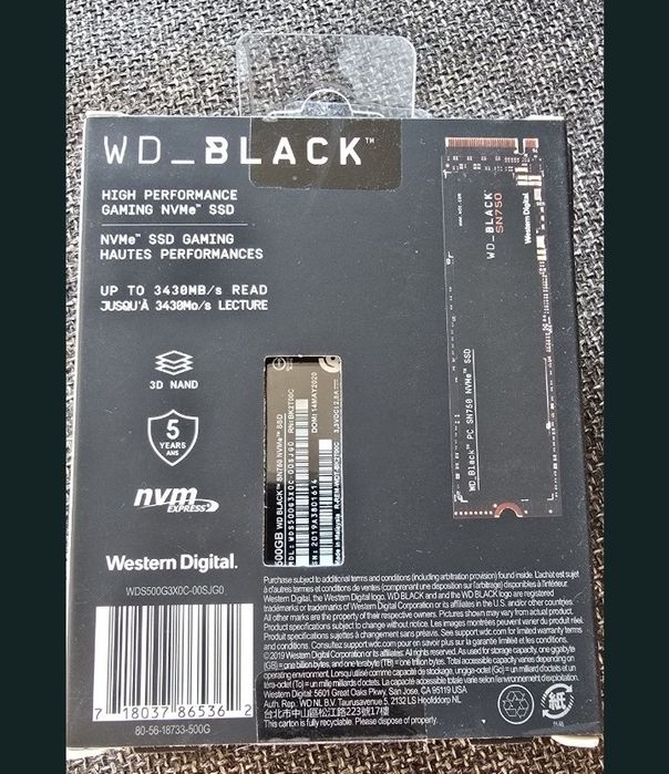 SSD Western Digital Black SN750 NVMe M.2 500GB  Nou