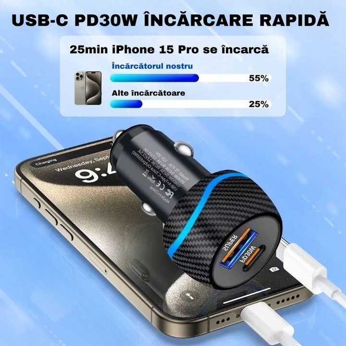 Incarcator auto 60W samsung, iphone