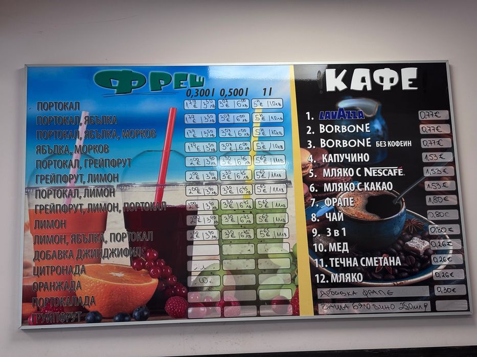 Рекламна меню табела 150×120 см – алуминиева рамка