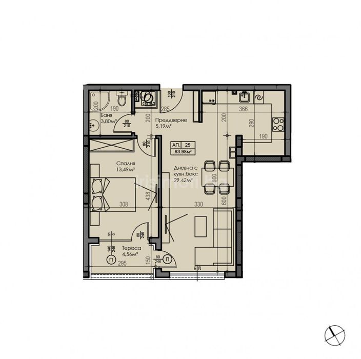 Продава се Двустаен апартамент в София, Малинова долина - 70 кв.м за 1216 €/кв.м - Снимка #4