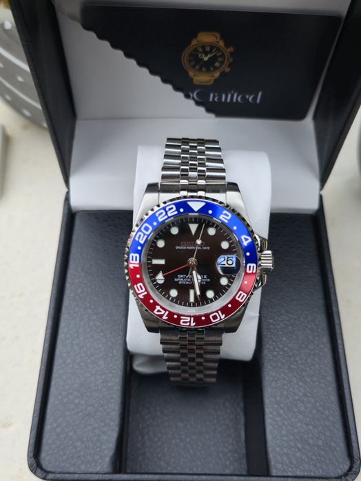 Ceas Seiko Mod GMT "Pepsi" - Automatic NH34 - Brățară Jubilee