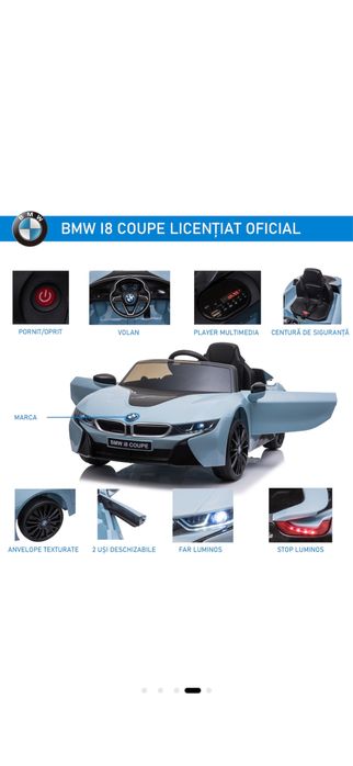 Masina Electrica, Homcom, Licenta BMW I8 Coupe, cu telecomanda, MP3, baterie