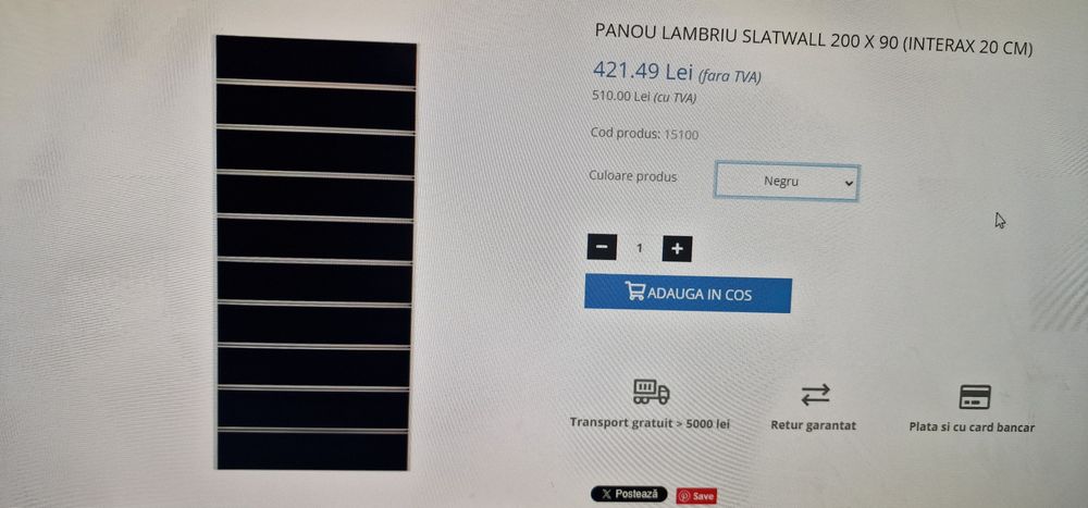 Vand panou slatwall cu sertar depozitare