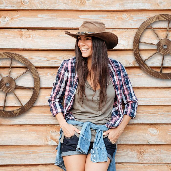 Roata decorativa din lemn aspect vintage pentru interior exterior 40cm