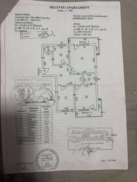 DE VÂNZARE – Apartament 3 camere, Zona Nord – Calea lui Traian