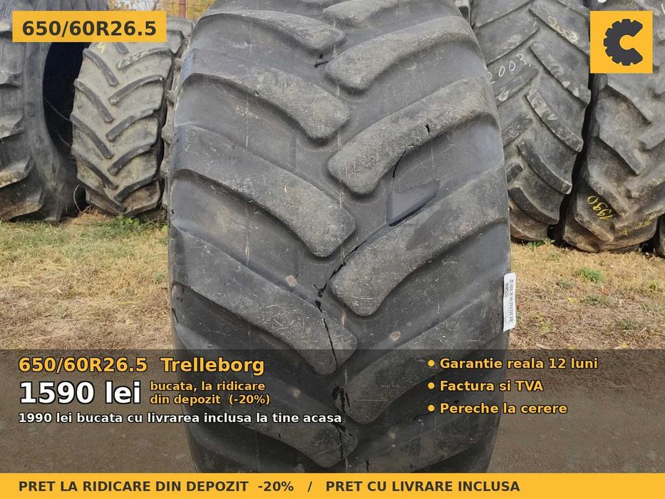 Anvelope Cauciucuri 650/60R26.5 650 60 R26.5 65060265 650 60R26.5 Trelleborg Buldo Incarcator Utilaje Radial SH Second Hand ANVELOPE Garantie 1 An