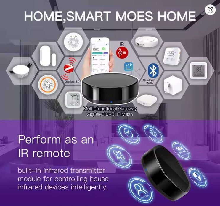 Moes ZigBee Hub Tuya Smart Home +BLE Mesh +IR via Alexa Google Home