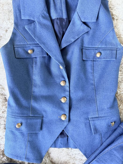 Costum dama vesta si pantalon evazat