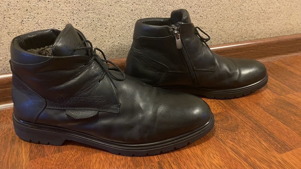 Ботинки кожанные, натуральный мех