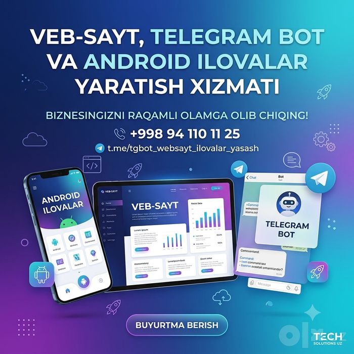 Telegram Bot | Ilovalar | Web Sayt yasab beramiz