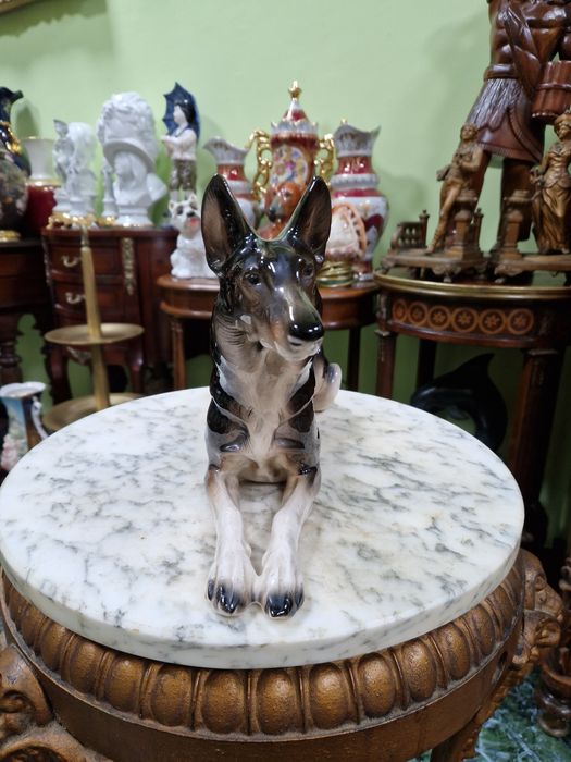 Голяма рядка антикварна порцеланова фигура статуетка куче