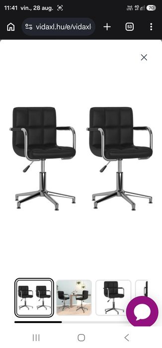 scaune de masă pivotante, piele ecologică, negru