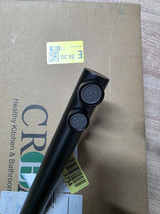 Baterie de bucatarie CREA cu 4 cai, robinet de chiuveta rotativ la 360°, Neagra