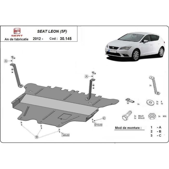 Метална кора под двигател и скорости VW GOLF7,PASSAT B8,AUDI A3 12-17