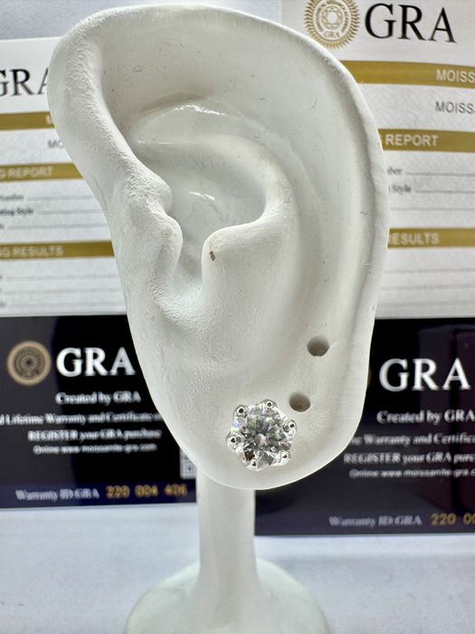 Сребърни обеци с мойсанит (Диамант) 1 карат