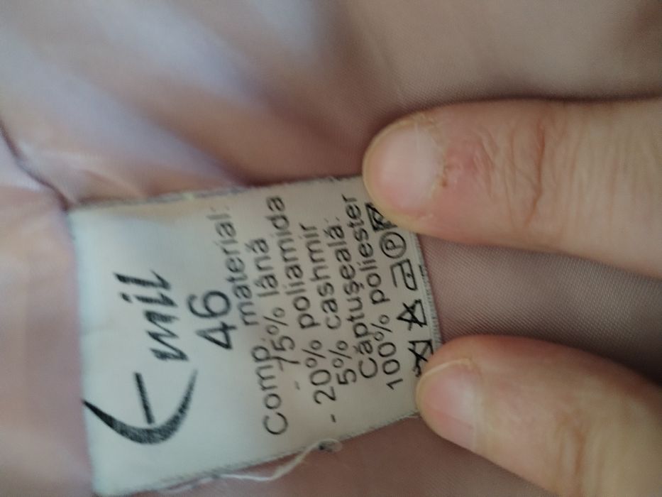 Palton roz pudrat cu 75 la sută lână+ cașmir