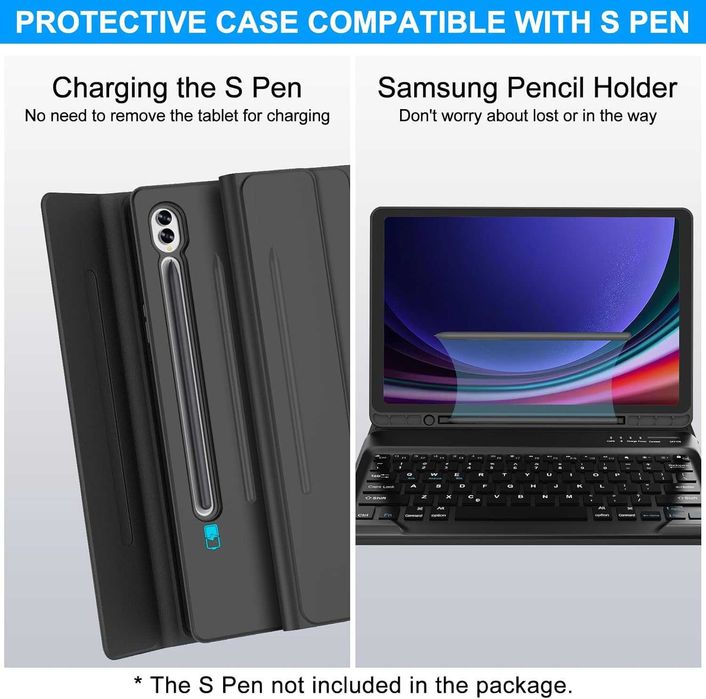 Husa cu Tastatura Sengbirch pentru Galaxy Tab S9 FE+, S9+, S10+