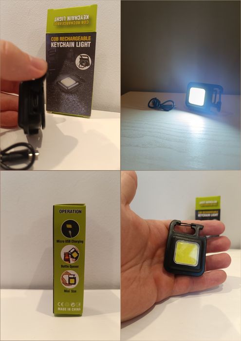 Mini lanternă LED reîncărcabilă USB, neagră, cu încărcător USB-C inclu