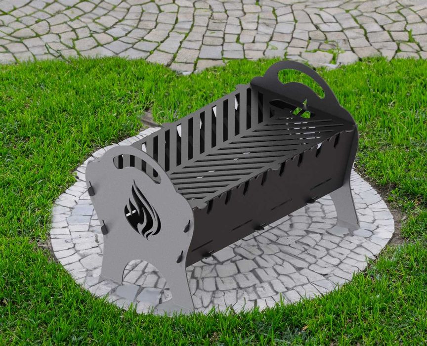 Gratar pliabil din otel 33x50 cm, inaltime 35 cm, grosime 3 mm