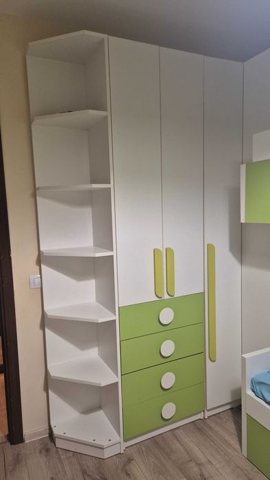 Dormitor complet copii, paturi supraetajate, saltele incluse