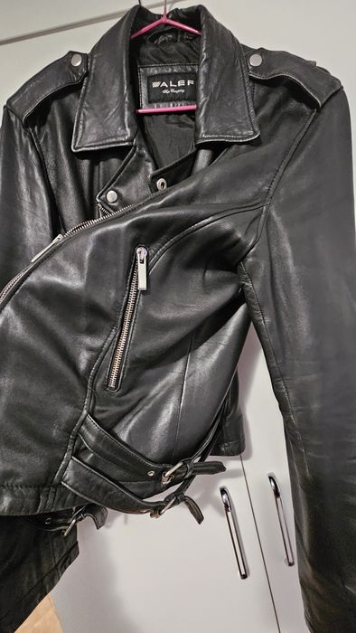 Черна кожена косуха руска марка ALEF