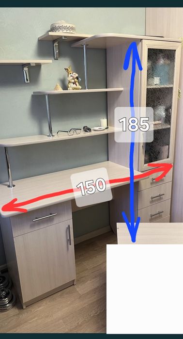 Стол, пенал, полки б/у