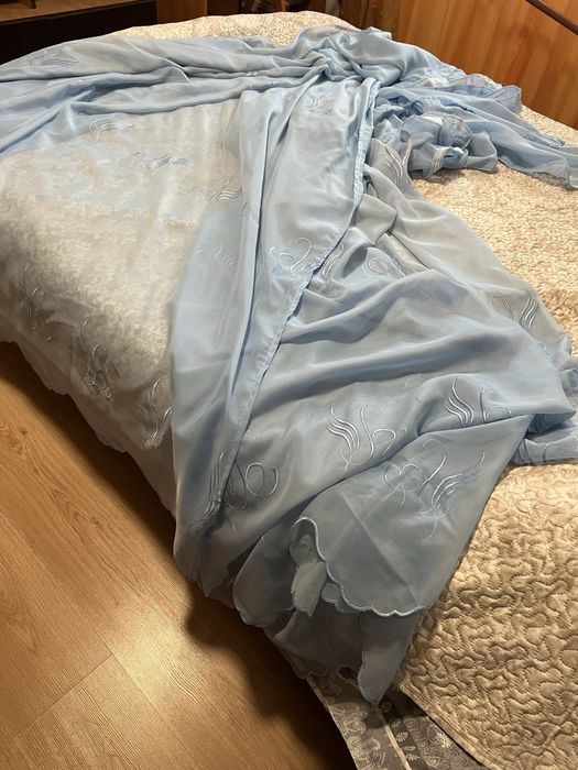 Perdea bleu 2,60m cu rejansă / 2,20m pentru galerie + 20 inele