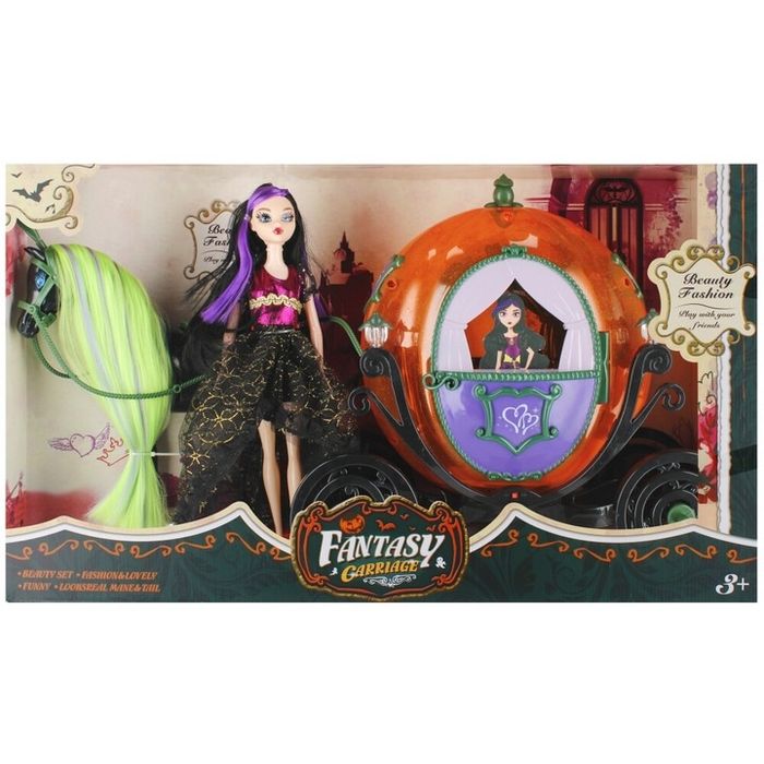 Комплект кукли с количка, многоцветен, 60x34x20см