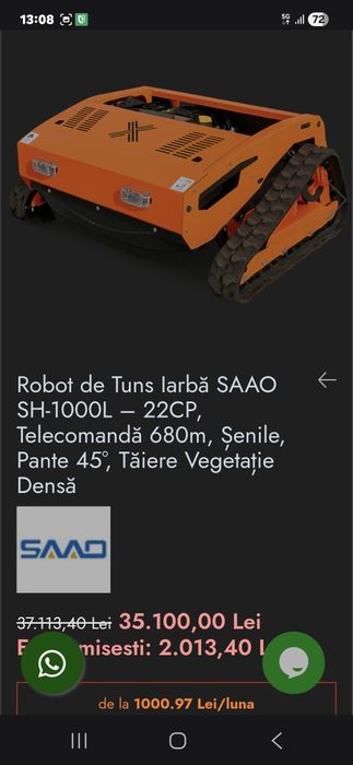 Cositoare Robot tuns iarba si vegetatie Profesional plan inclunat