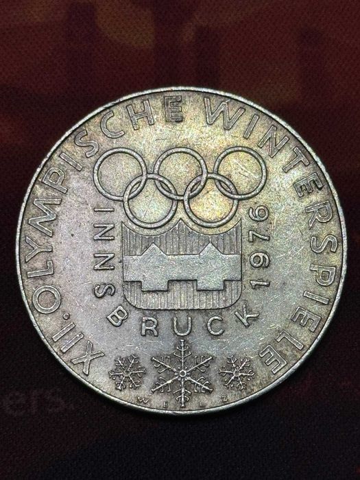 Сребърна възпоменателна монета 24гр - Австрия 100 Schilling 1976  Innsbruck Winter Olympics