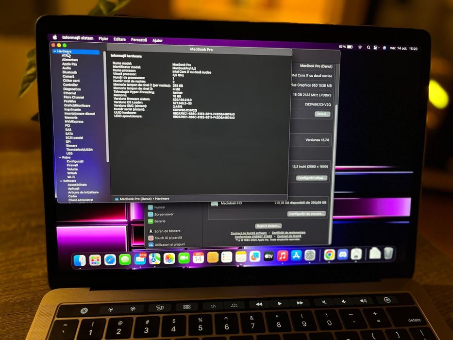 MacBookPro 14,2 13 Inch i7 16Gb RAM 256GB