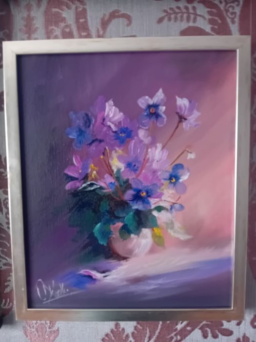 Картина " сирень"20х40 масло,  платно