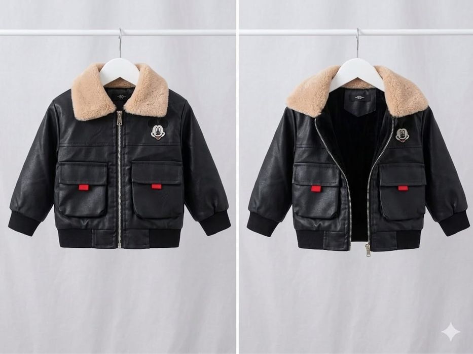 Кожаная теплая куртка