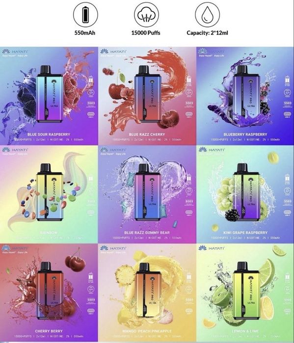 Vape Hayati 15000 Puffs 2 in 1 pachet 2 bucati