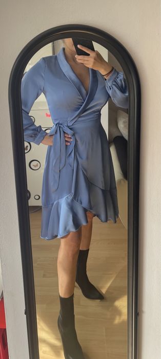 Rochita din satin,baby blue