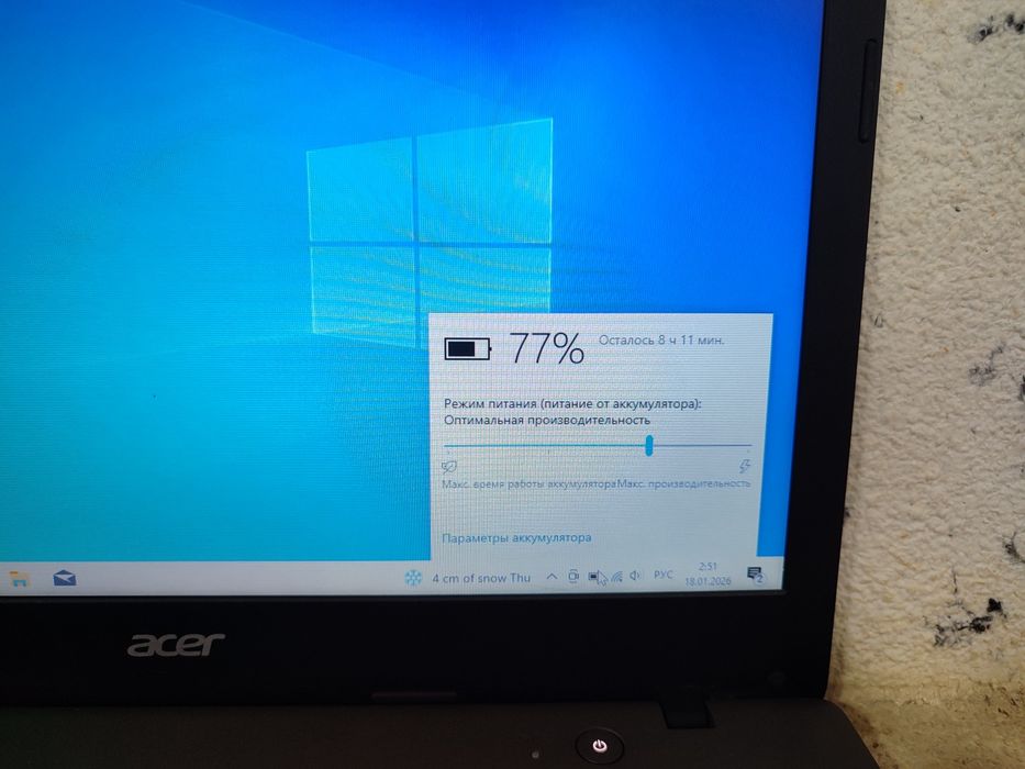 8-10soatgacha zaryad ushlaydi Acer Celeron