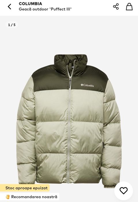 COLUMBIA Geacă outdoor 'Puffect III' pe Kaki, Verde Pastel