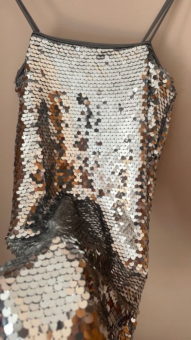 Официална къса рокля с пайети