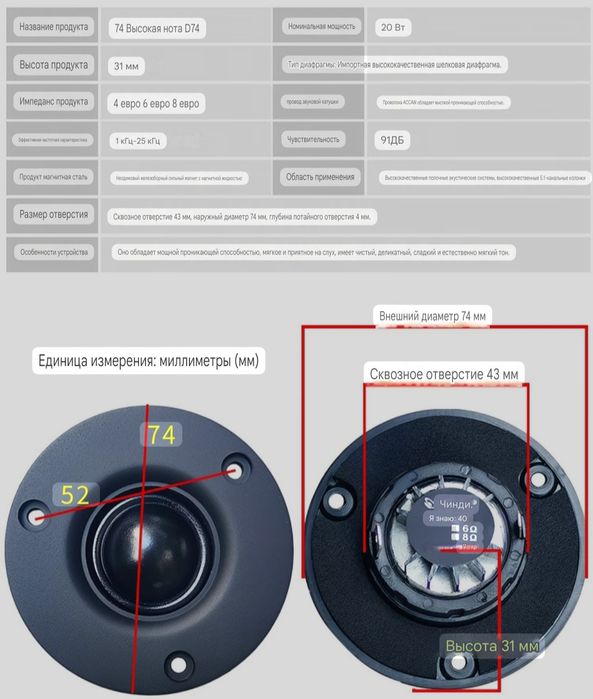 Высокочастотный динамик D74