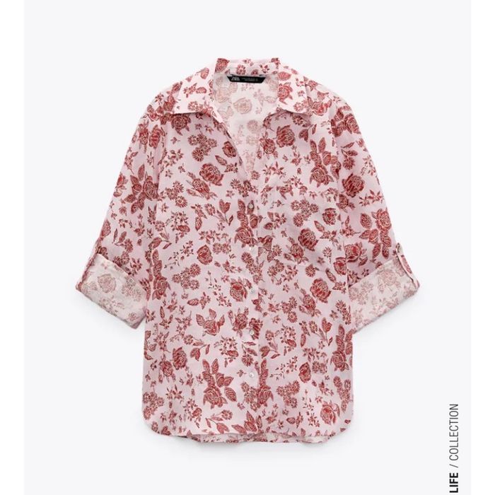 ZARA ленена флорална риза