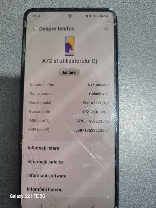Telefon A72 Samsung stare functionala, zgariat si spatele dezlipit