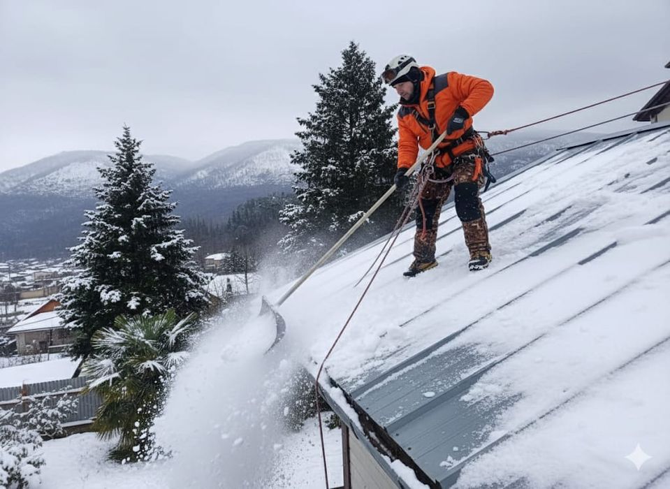 Уборка снега и льда с крыши !!!