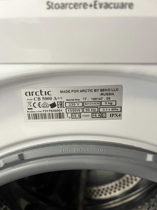 Mașină spălat rufe Artic cb 5000 A++ perfect funcțională